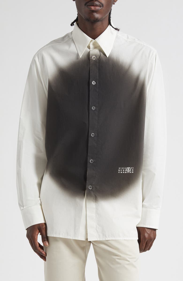 MM6 Maison Margiela Spray Dot Motif Button-Up Shirt, Main, color, Off White