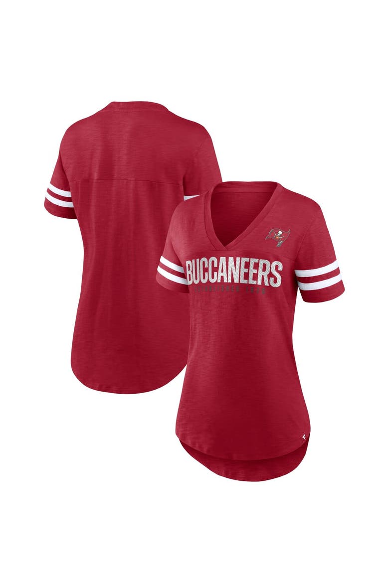 Women's Fanatics Branded Red Tampa Bay Buccaneers Speed Tested V-Neck T-Shirt, Main, color, Red