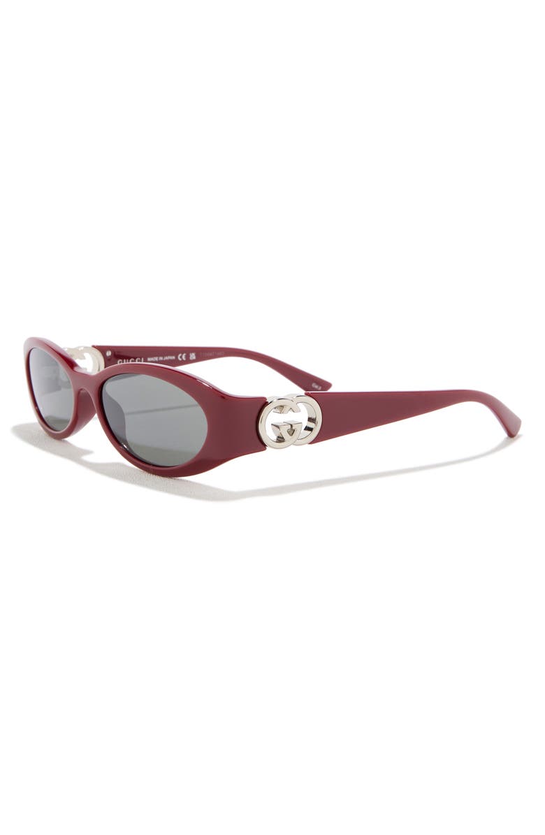 Gucci 54mm Oval Sunglasses, Alternate, color, Burgundy Burgundy Grey