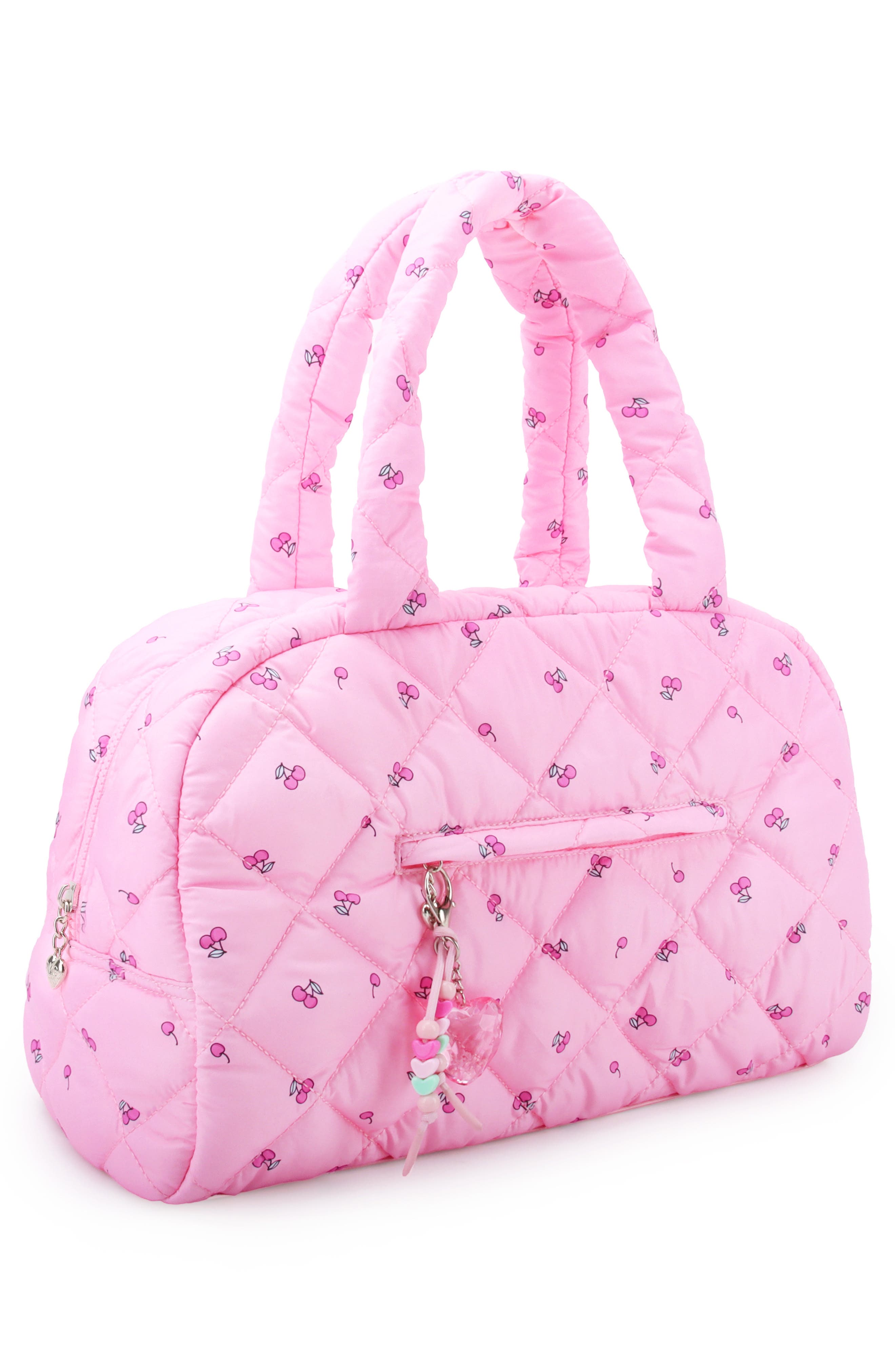 OMG Accessories Kids' Cherry Medium Quilted Water Resistant Duffle Bag, Alternate, color, Cotton Candy