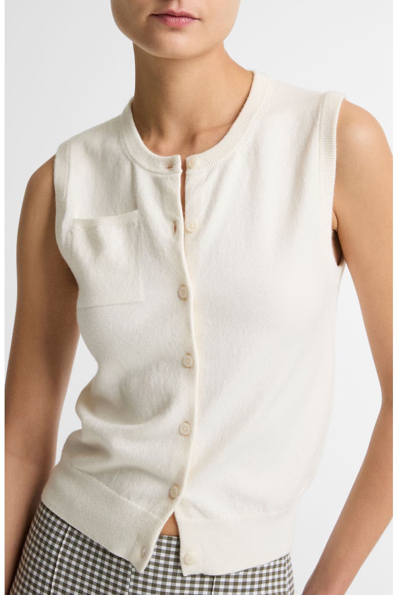 Button Front Sweater Vest, Alternate, color, OFF WHITE
