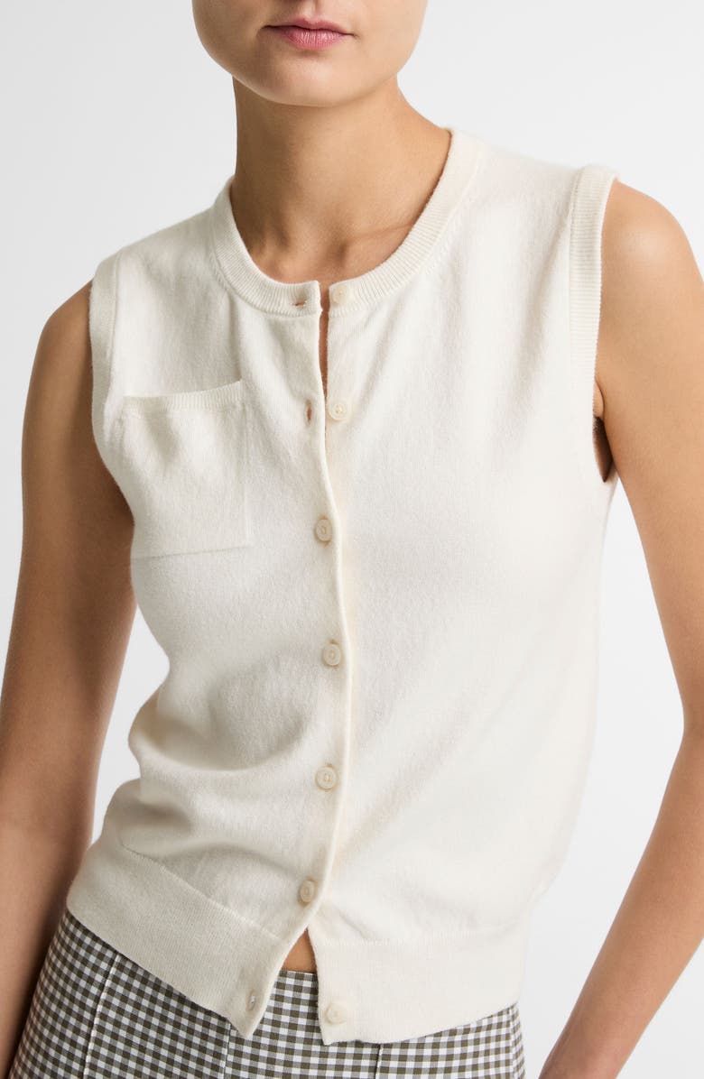 Vince Button Front Sweater Vest, Alternate, color, Off White