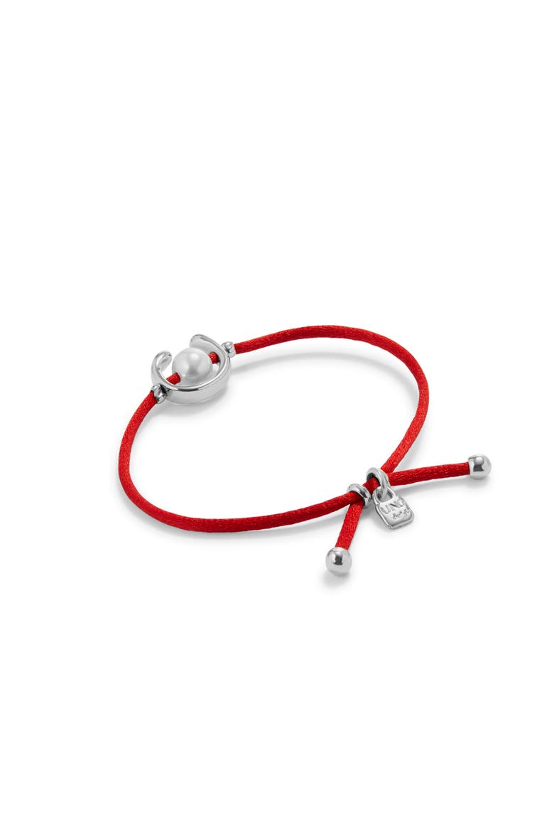 Sterling silver-plated red thread bracelet with shell pearl accessory, Alternate, color, Silver