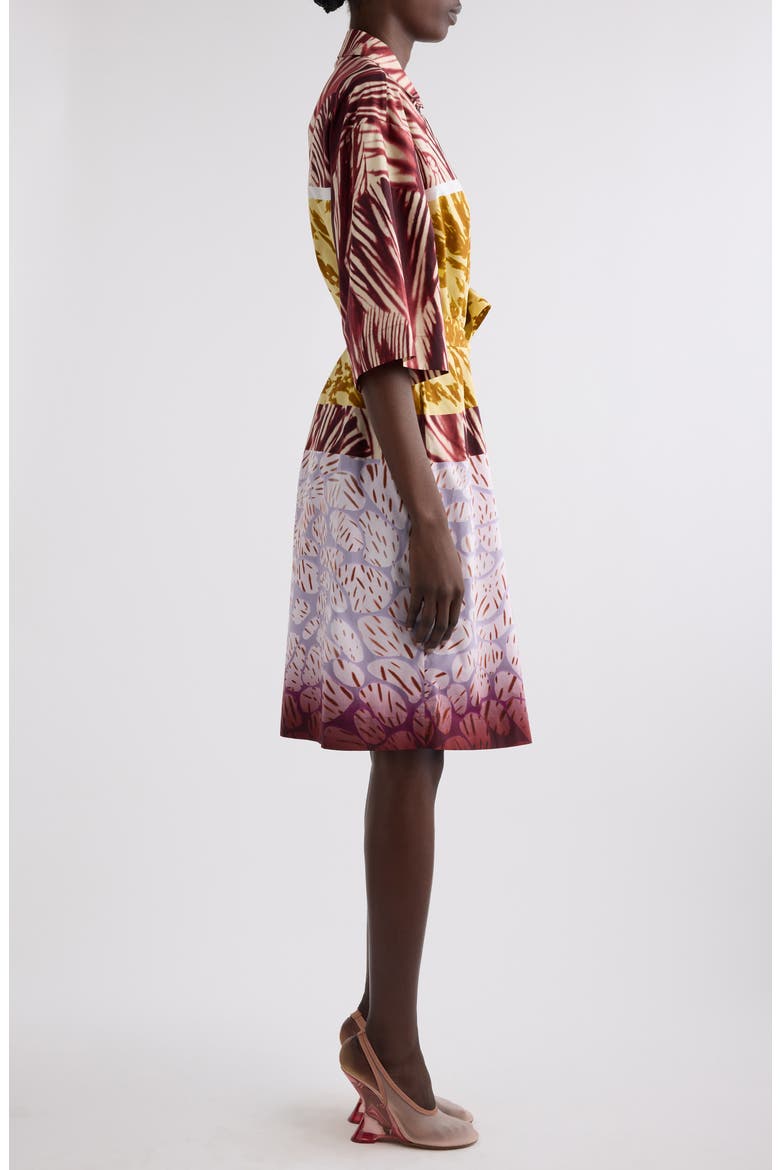 Doralia Mixed Print Belted Shirtdress, Alternate, color, BURGUNDY