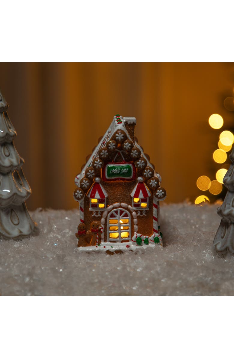 Northlight Lighted Candy Cane Gingerbread Men Cookie Shop Christmas Decoration - 5.75", Alternate, color, 