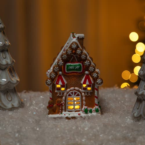 Northlight Lighted Candy Cane Gingerbread Men Cookie Shop Christmas Decoration In Brown