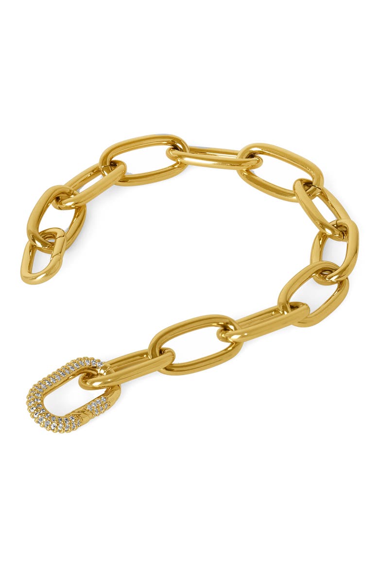 Solene Pavé Statement Link Bracelet, Alternate, color, WHITE CZ/GOLD