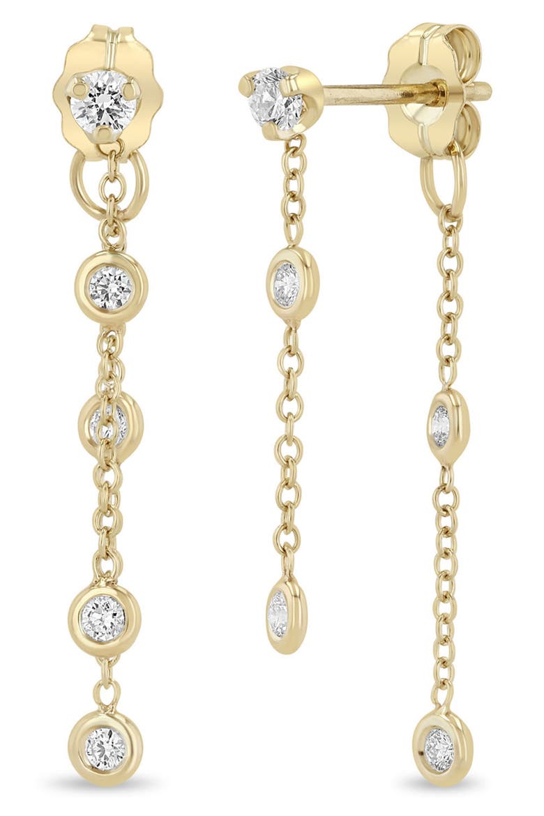 14K Gold Floating Diamond Front/Back Earrings, Main, color, 14K YELLOW GOLD