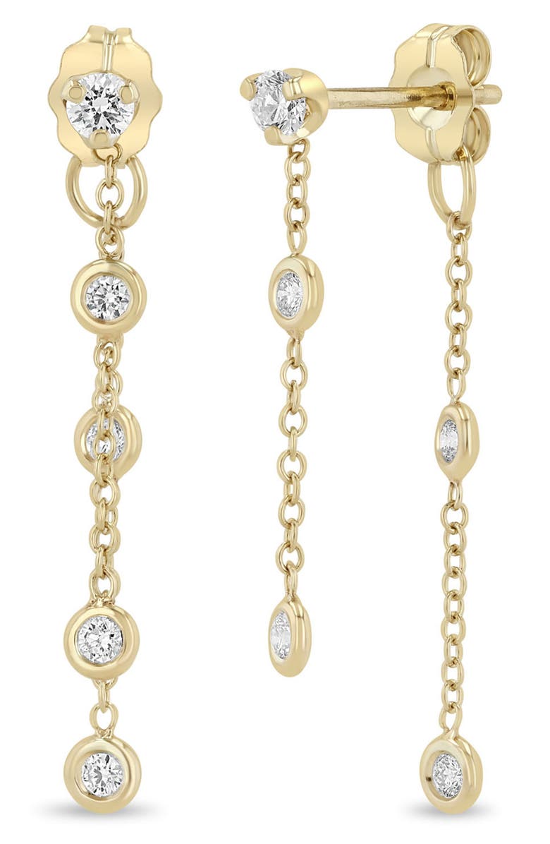 Zoë Chicco 14K Gold Floating Diamond Front/Back Earrings, Main, color, 14K Yellow Gold