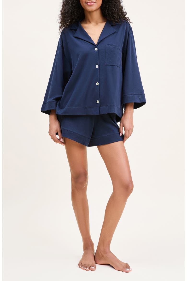 Olivia Pima Cotton Short Pajamas, Main, color, NAVY
