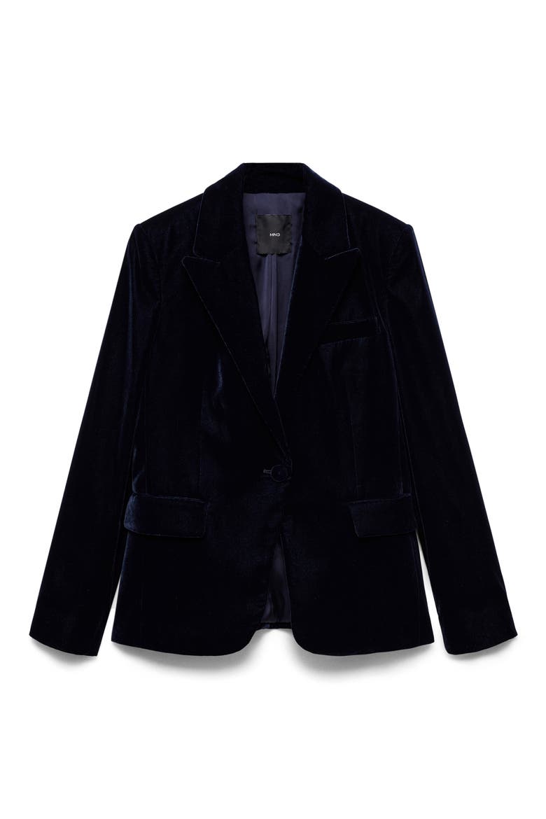 Structured Velvet Blazer, Alternate, color, DARK BLUE