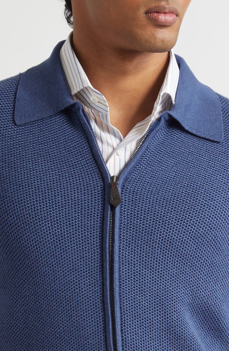 ISAIA Wool, Silk & Cashmere Bomber Cardigan, Alternate, color, Blue