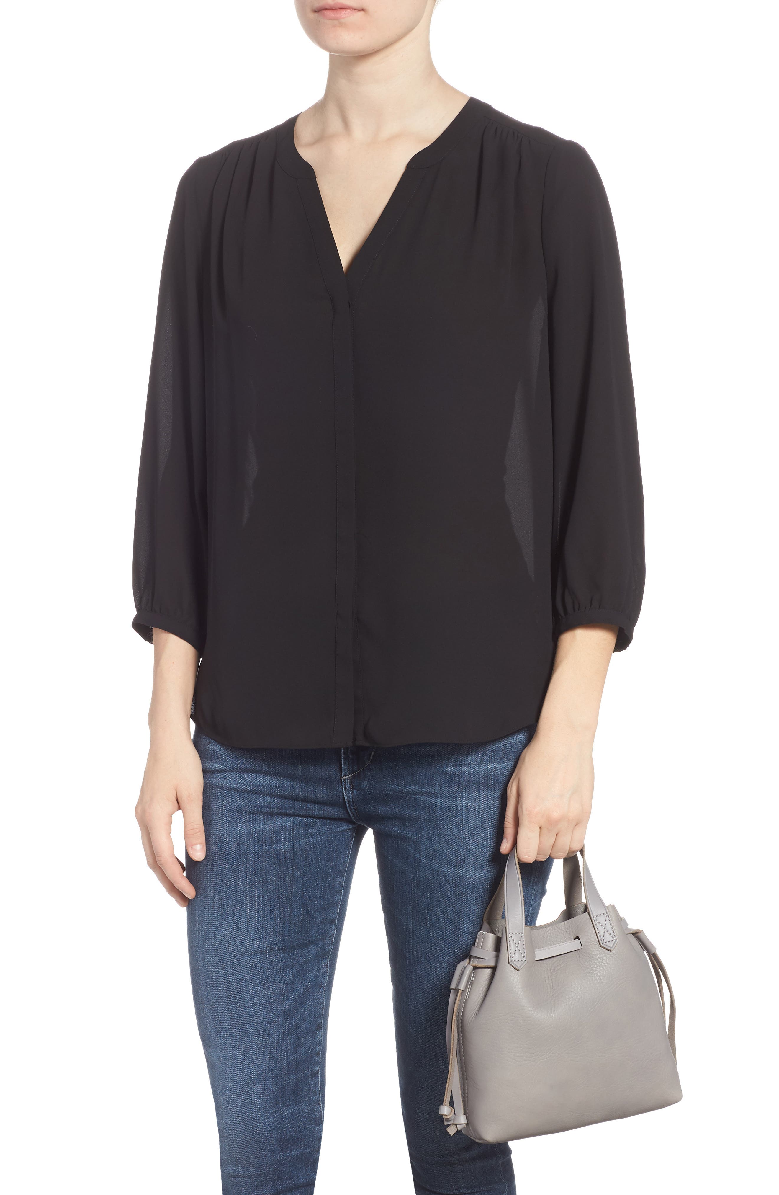 Madewell The Mini Pocket Transport Leather Drawstring Tote, Alternate, color, 