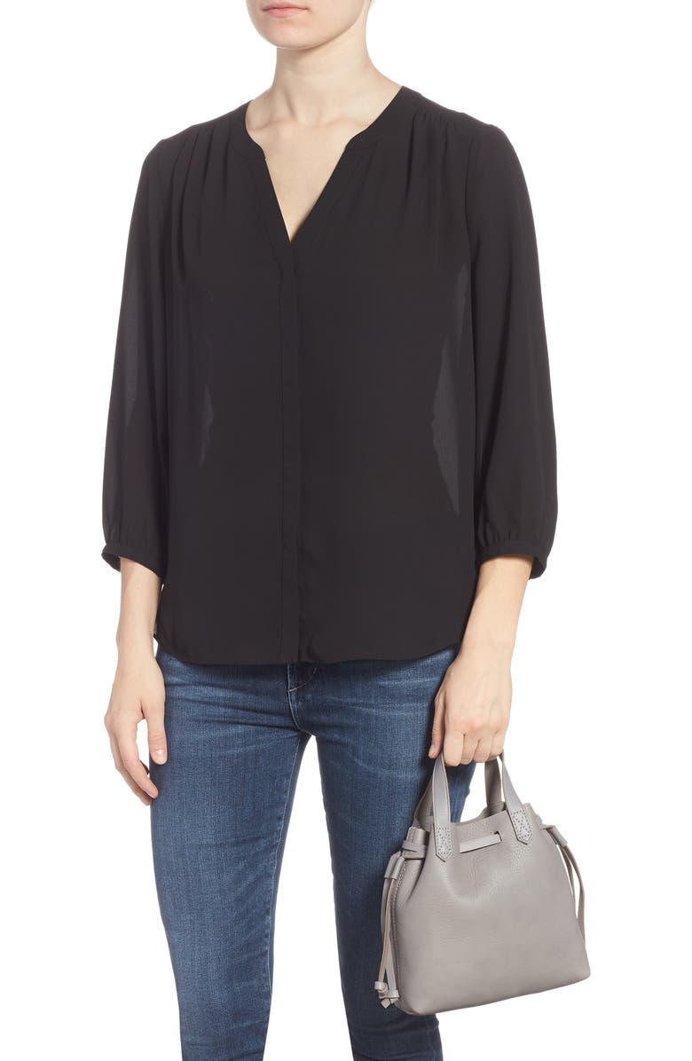 Madewell The Mini Pocket Transport Leather Drawstring Tote, Alternate, color,