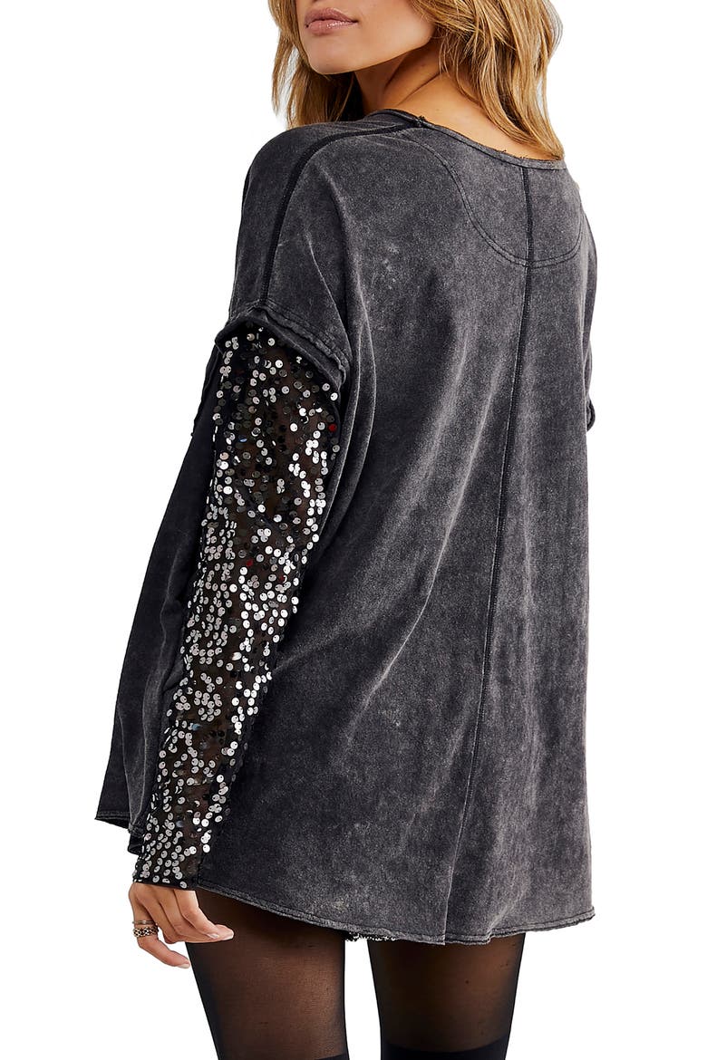 Celine Sequin T-Shirt, Alternate, color, BLACK
