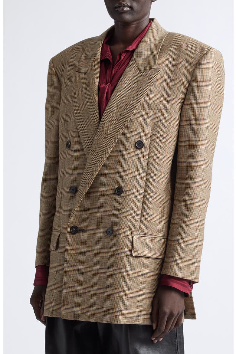 Oversize Glen Plaid Jacket, Alternate, color, BEIGE/ MARRON/ MARINE