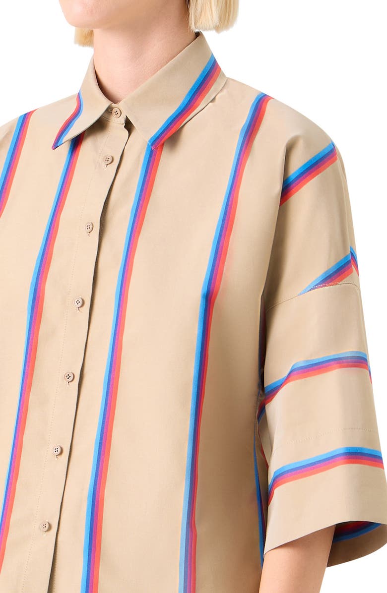 Akris punto Stripe Button-Up Shirt, Alternate, color, Beige - Multicolor