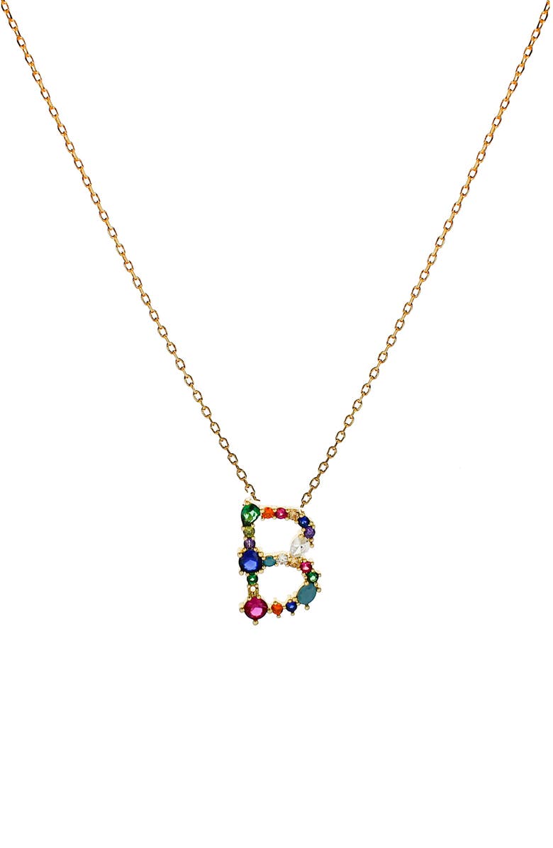 Panacea Multicolor Crystal Initial Pendant Necklace, Main, color, Multi - B