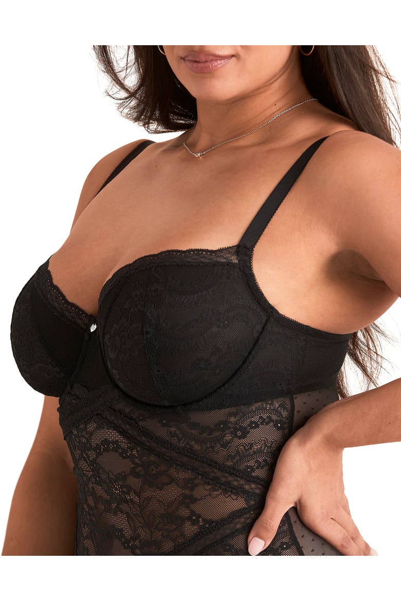 Scottie Unlined Balconette Bustier, Alternate, color, Black