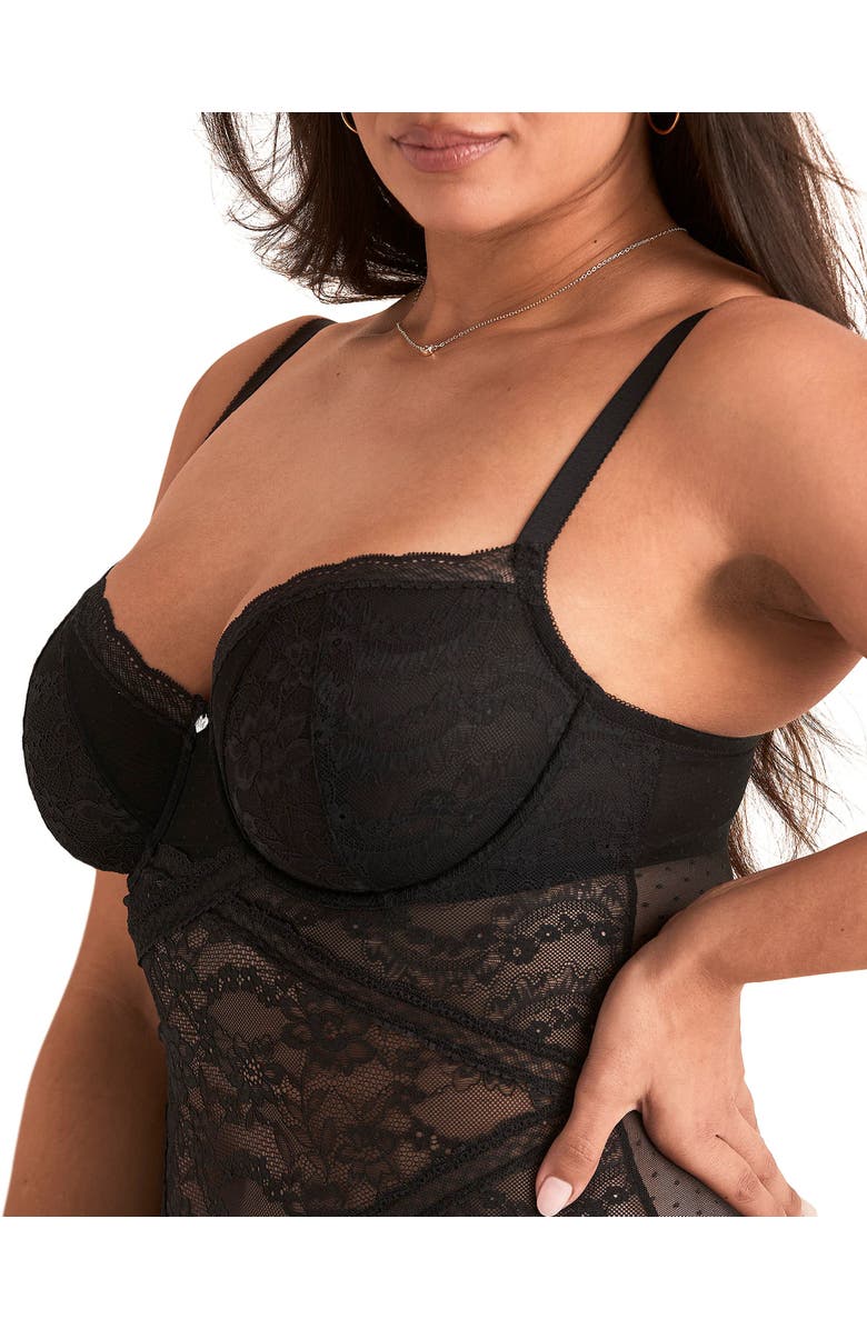 Adore Me Scottie Unlined Balconette Bustier, Alternate, color, Black