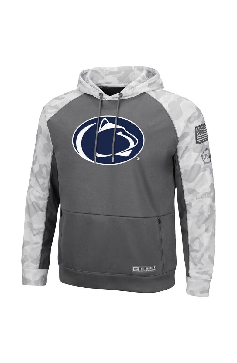 COLOSSEUM Men's Colosseum Gray/Arctic Camo Penn State Nittany Lions OHT Military Appreciation Tonal Raglan Pullover Hoodie, Alternate, color,