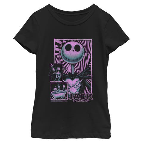 Girls The Nightmare Before Christmas Distressed Pink Jack Panels T Shirt