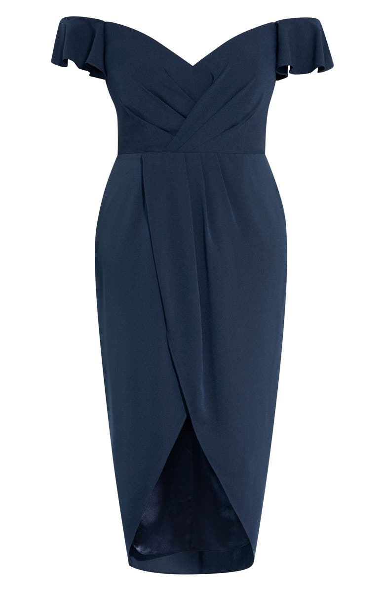 City Chic Maxi Flutter Off the Shoulder High/Low Dress, Alternate, color, 