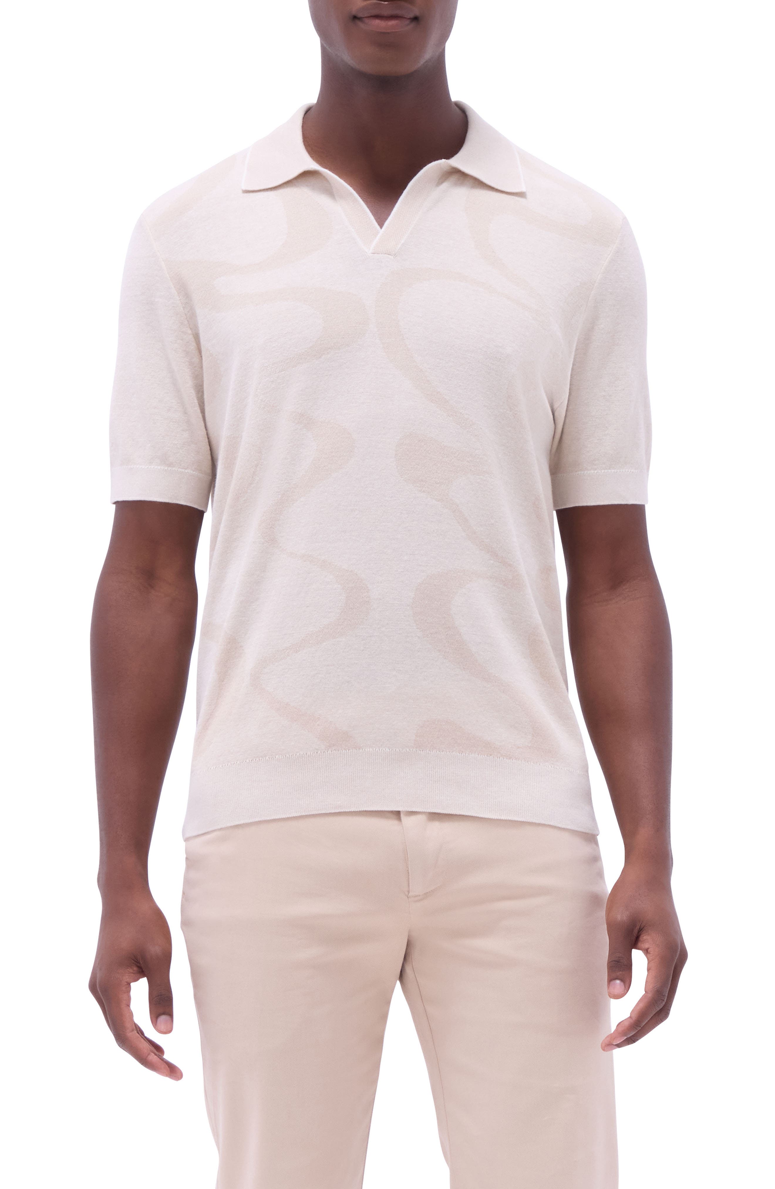 Bugatchi Johnny Collar Cotton & Silk Polo Sweater