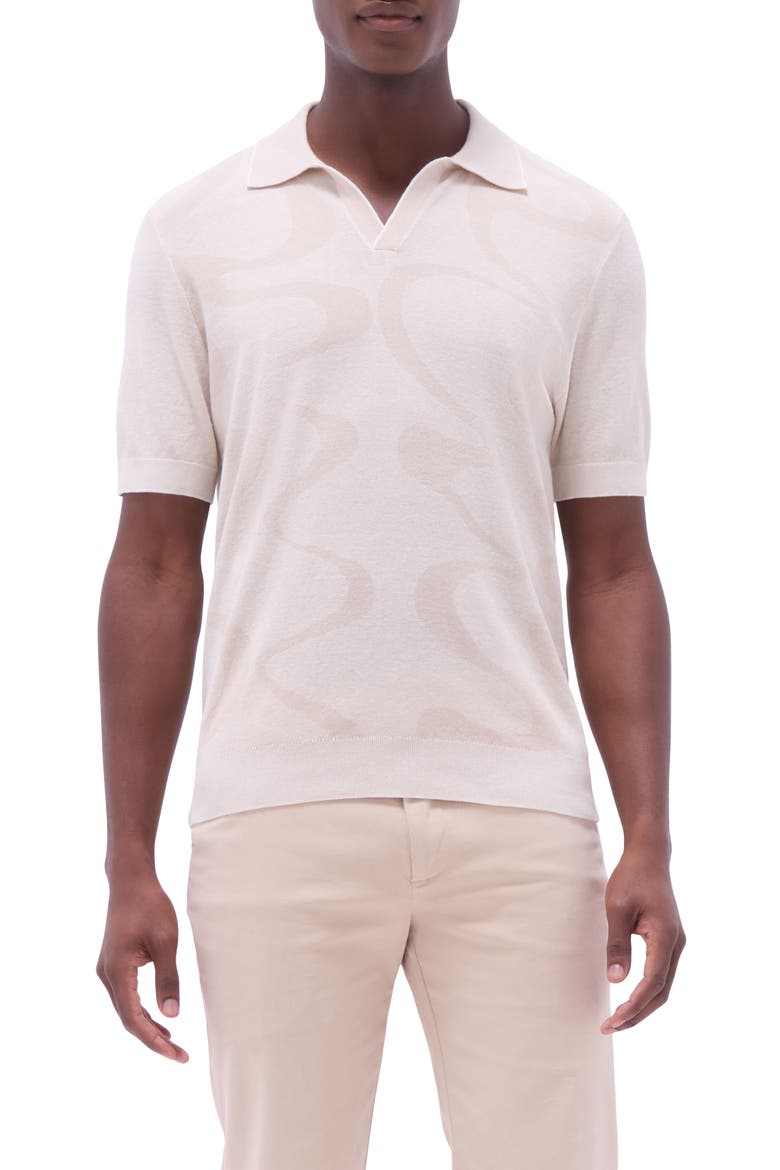Johnny Collar Cotton & Silk Polo Sweater, Main, color, CHALK