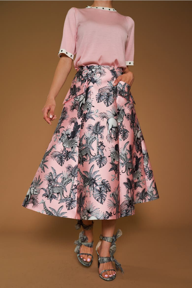 Printed Micado Skirt, Alternate, color, Powder Rose