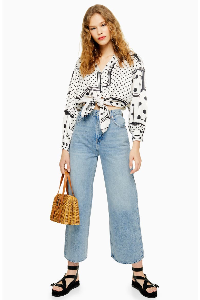 Wide Leg Crop Jeans, Alternate, color, BLEACH