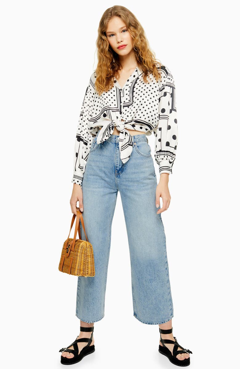 Topshop Wide Leg Crop Jeans, Alternate, color,