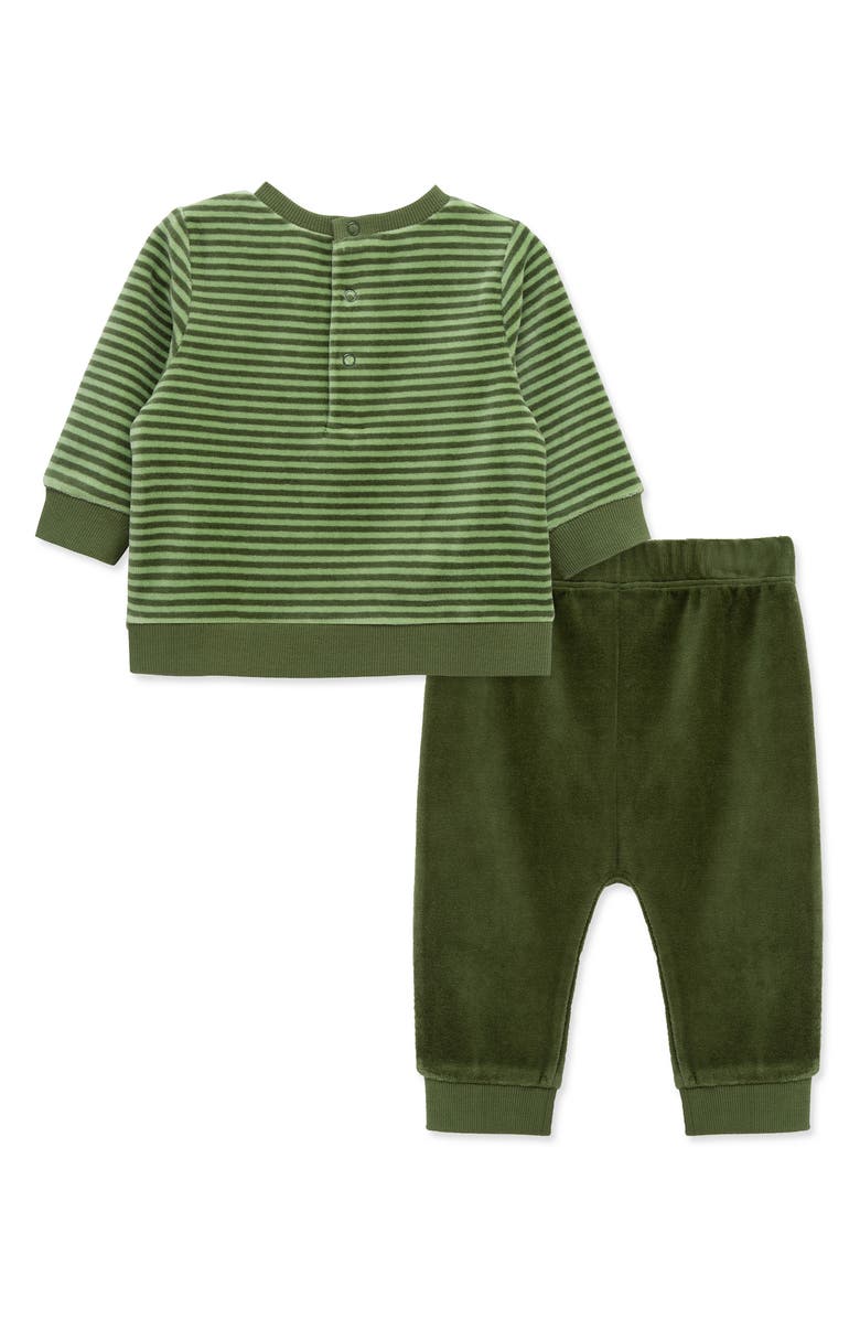 Little Me Velour Dino Sweatshirt & Joggers Set, Alternate, color, Green