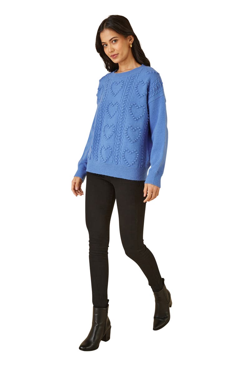 Heart Detail Relaxed Knit Sweater, Alternate, color, Blue