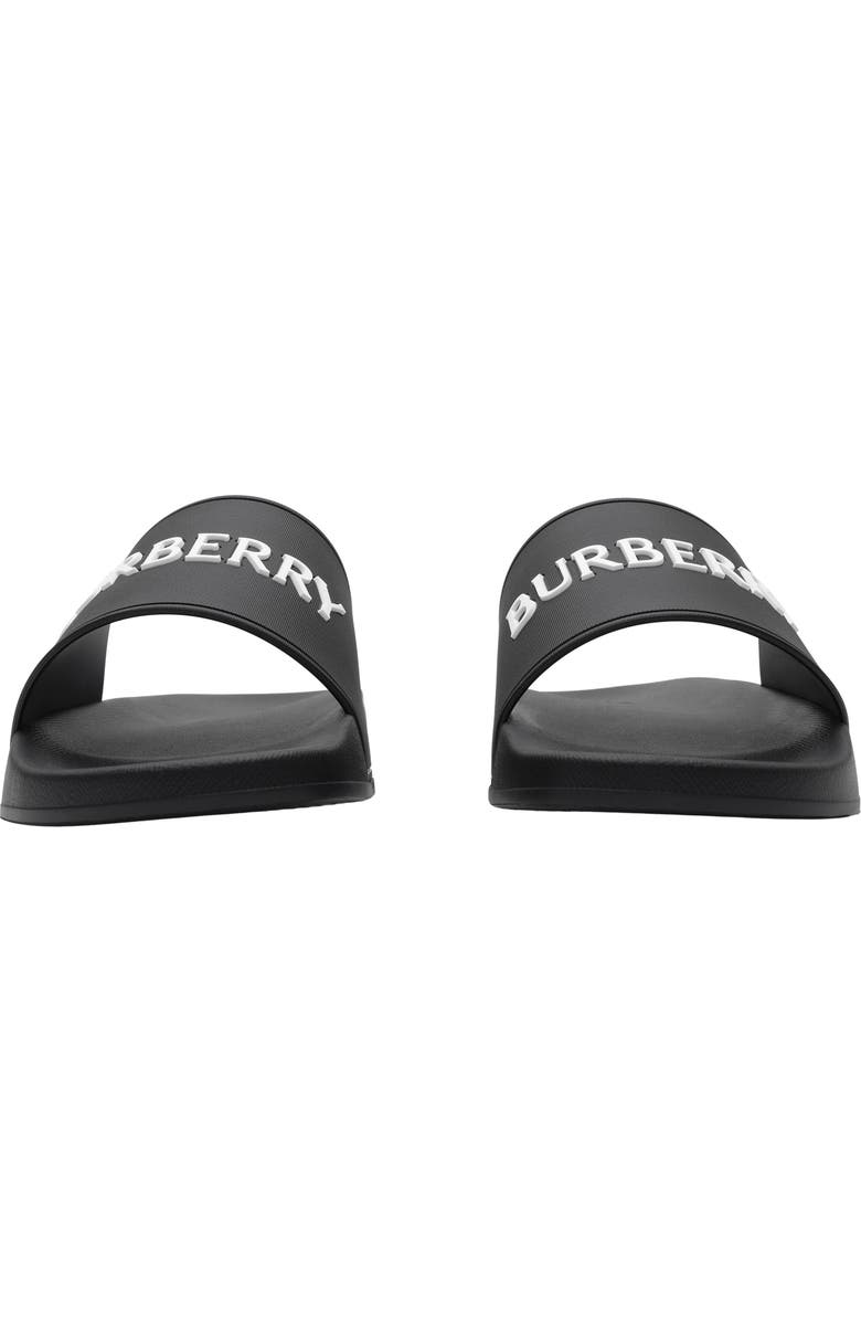 Burberry Logo Slides, Alternate, color, Black/White