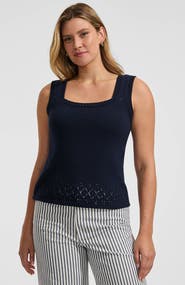 Lands' End Pointelle Square Neck Tank Sweater