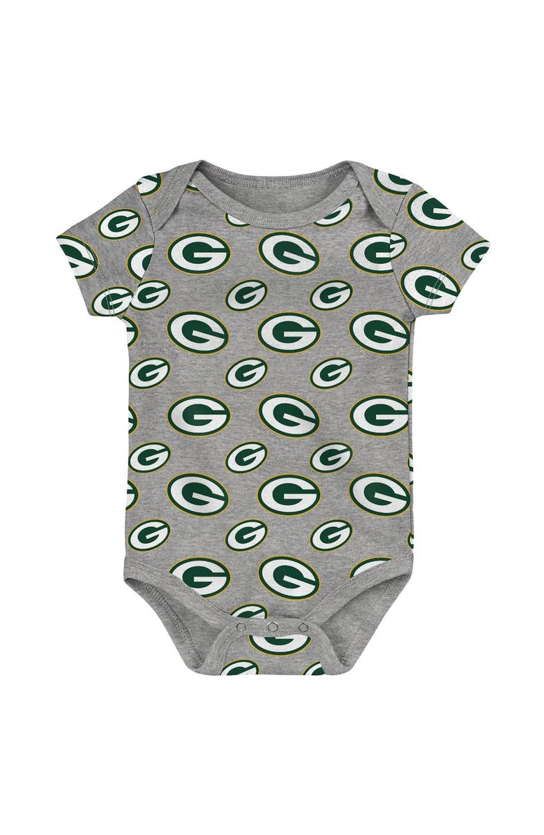 Outerstuff Newborn & Infant Green/Gray Green Bay Packers Two-Pack Double Up Bodysuit Set, Alternate, color, 