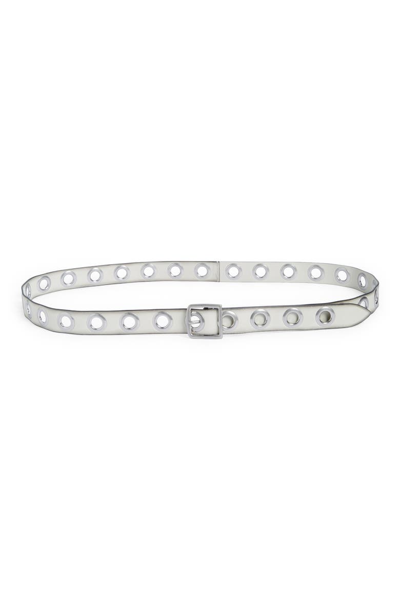 Delicia Eyelet Leather Belt, Main, color, CHALK