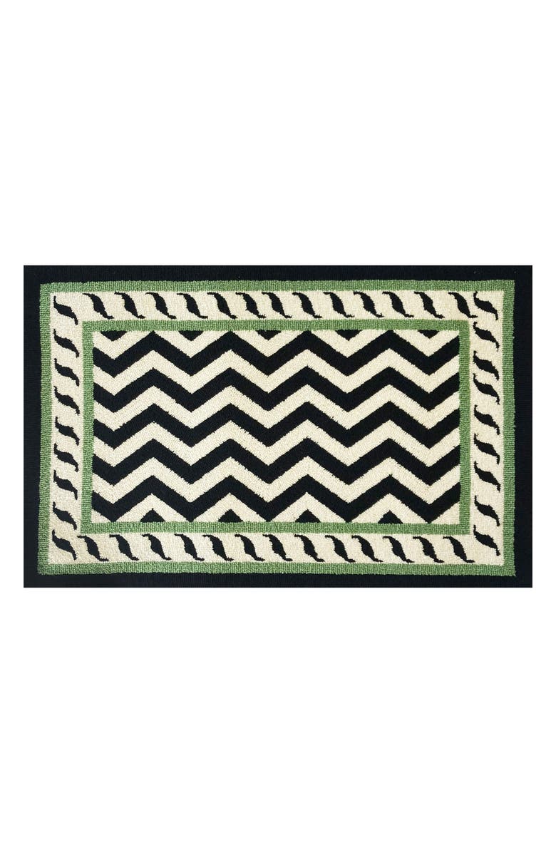 R16 HOME Chevron Border Indoor/Outdoor Doormat, Main, color, Black White