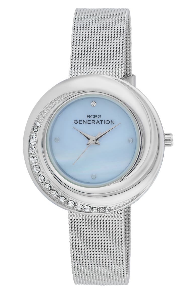 Nova 3 Faux Leather Strap Watch, 35mm, Main, color, SILVER