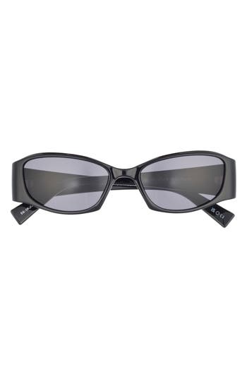 Le Specs Barrier 56mm Oval Sunglasses In Black