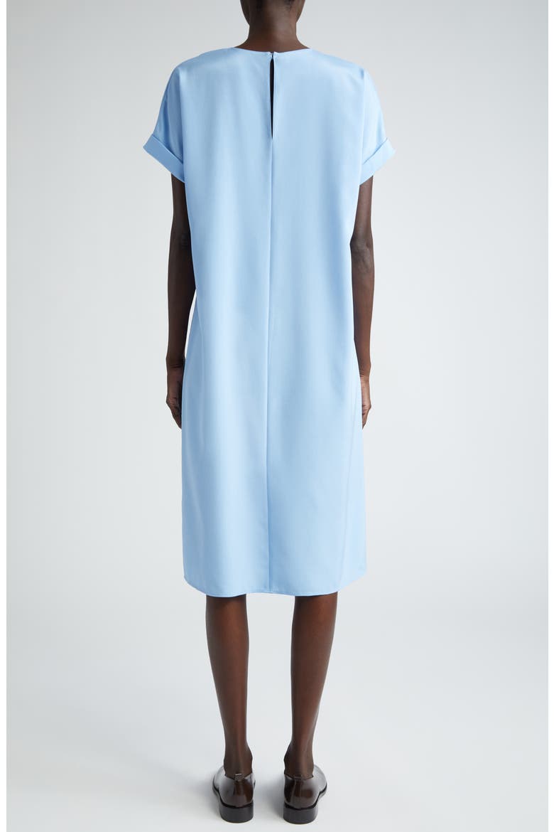 Roll Cuff Silk Stretch Georgette T-Shirt Dress, Alternate, color, SKY BLUE