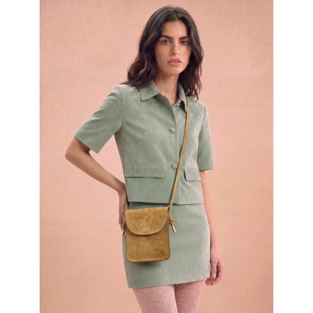 Naya Suede Leather Flap Crossbody & Shoulder Bag, Alternate, color, Brown