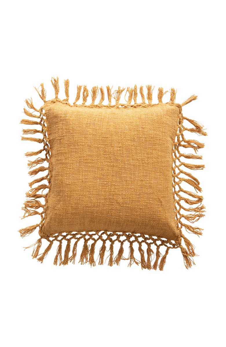 Storied Home Cotton Slub Pillow, Cover Only, Main, color, Yellow