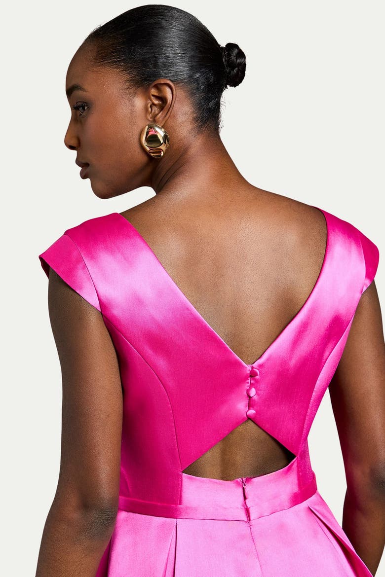 Twill Hi-lo Midi Dress, Alternate, color, Magenta
