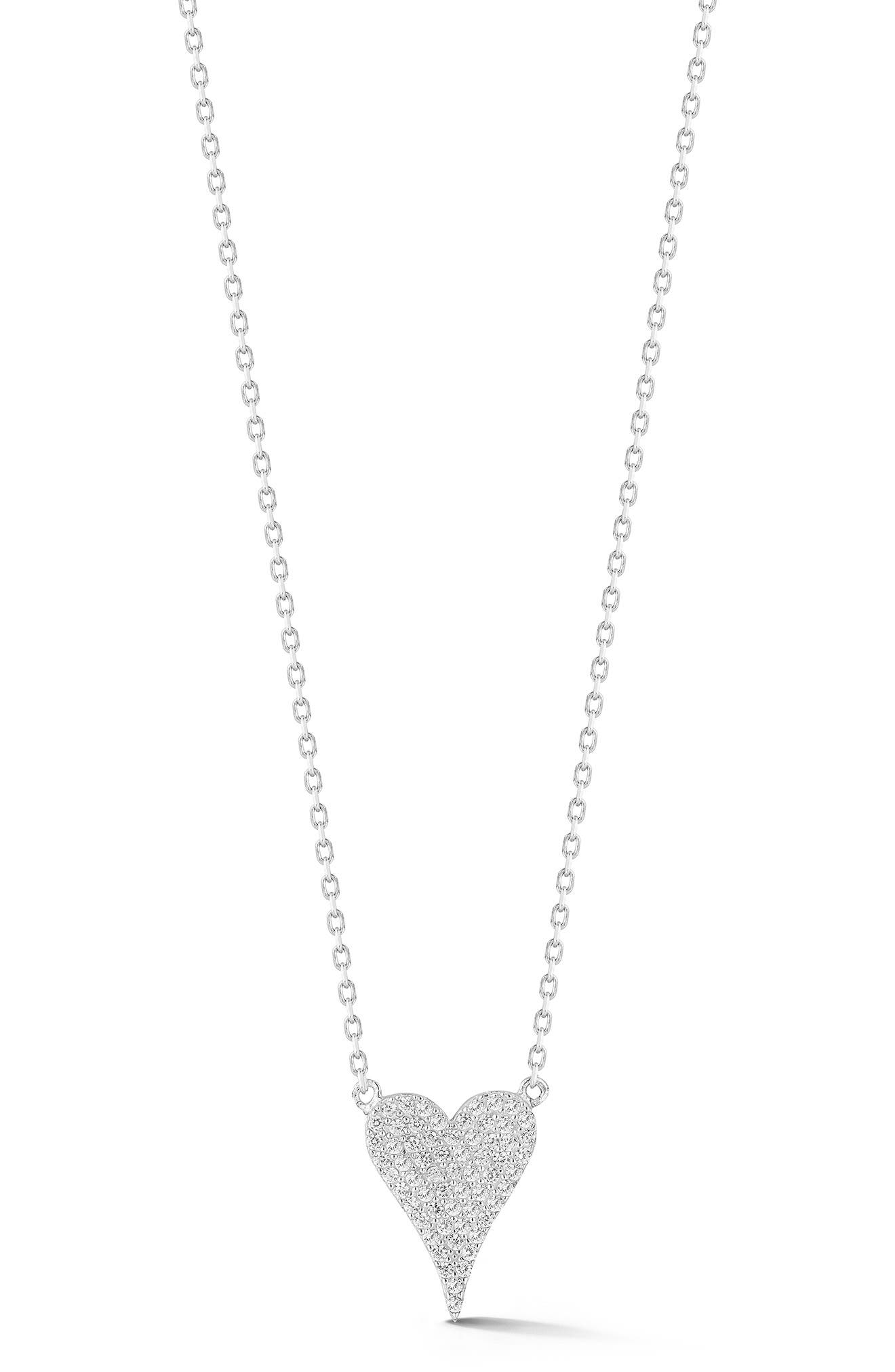 Pavé CZ Heart Pendant Necklace