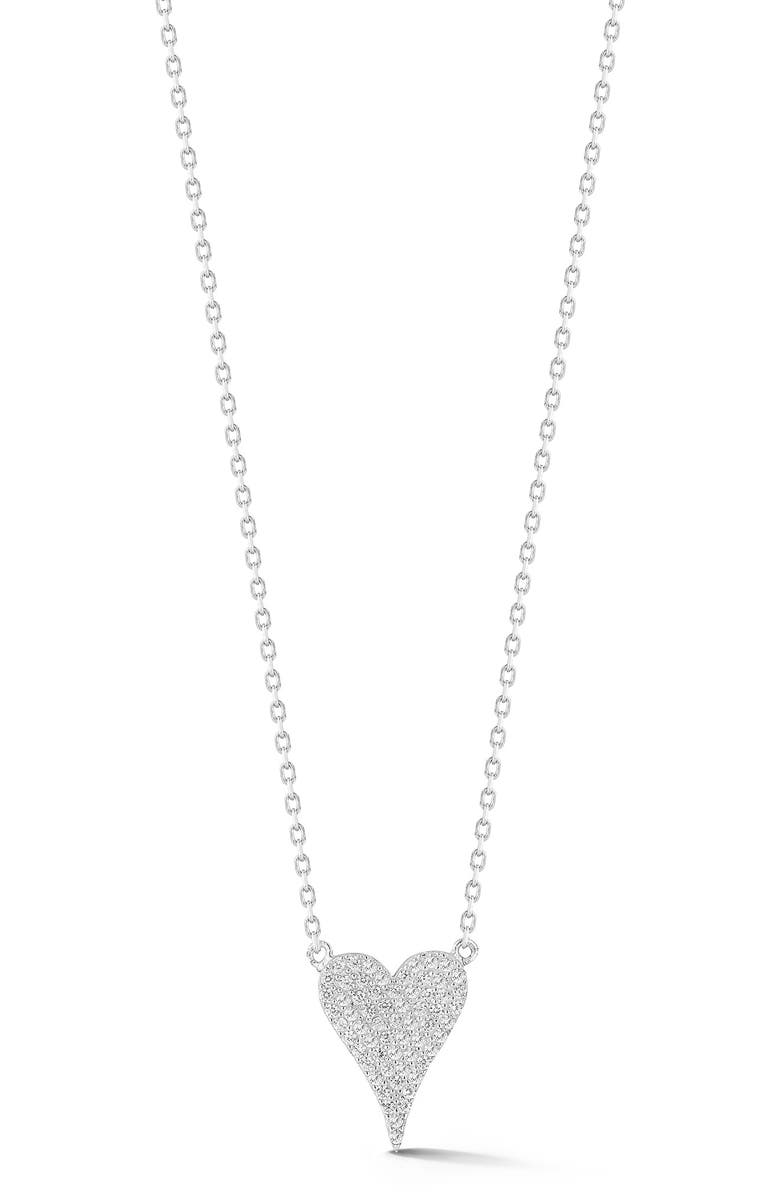 SPHERA MILANO Pavé CZ Heart Pendant Necklace, Main, color, Silver