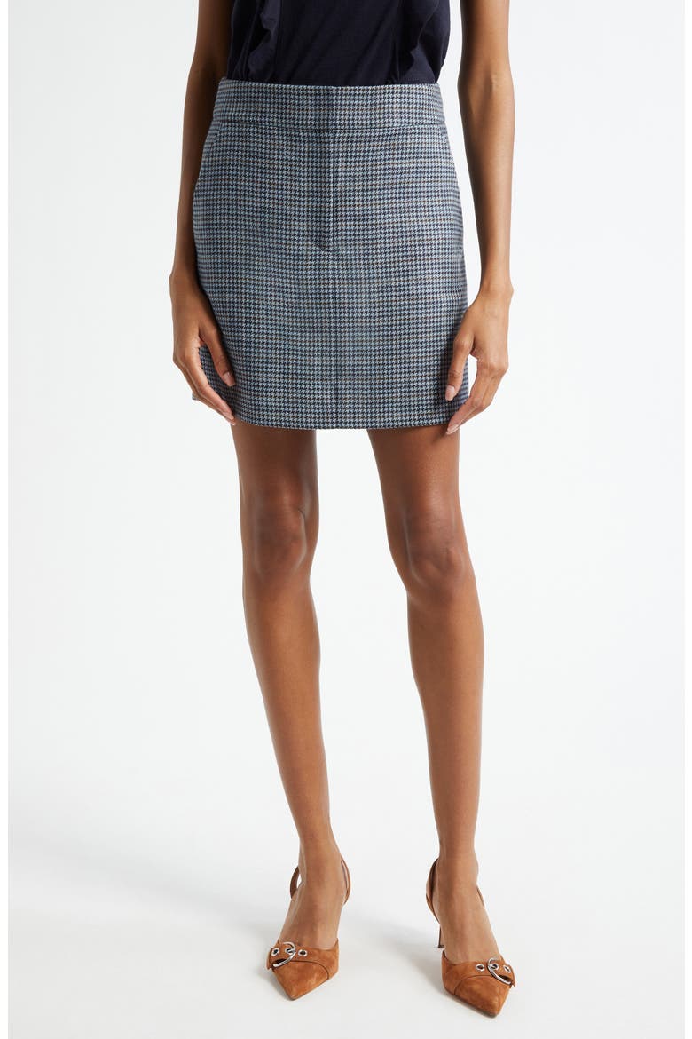 Ford Houndstooth Wool Skirt, Main, color, NAVY/ BLUE RIVER MULTI