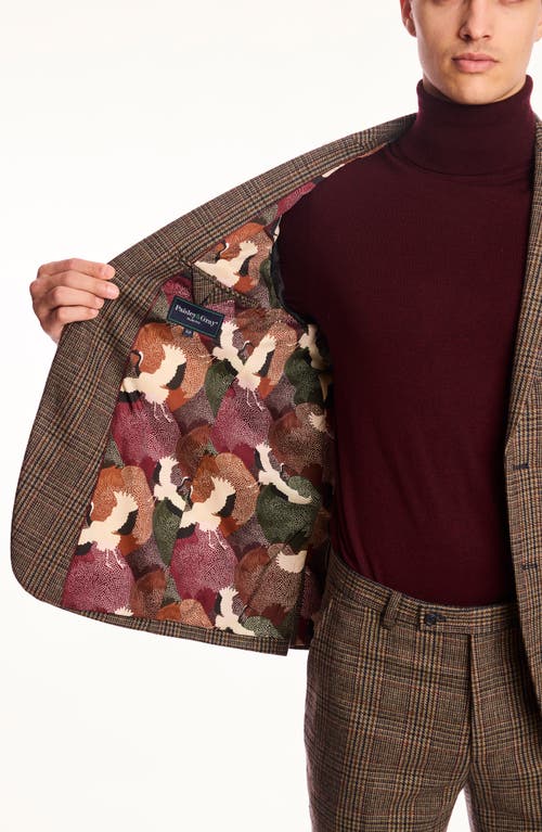 Paisley & Gray Ashton Slim Fit Burgundy Plaid Wool Blend Blazer In Brown