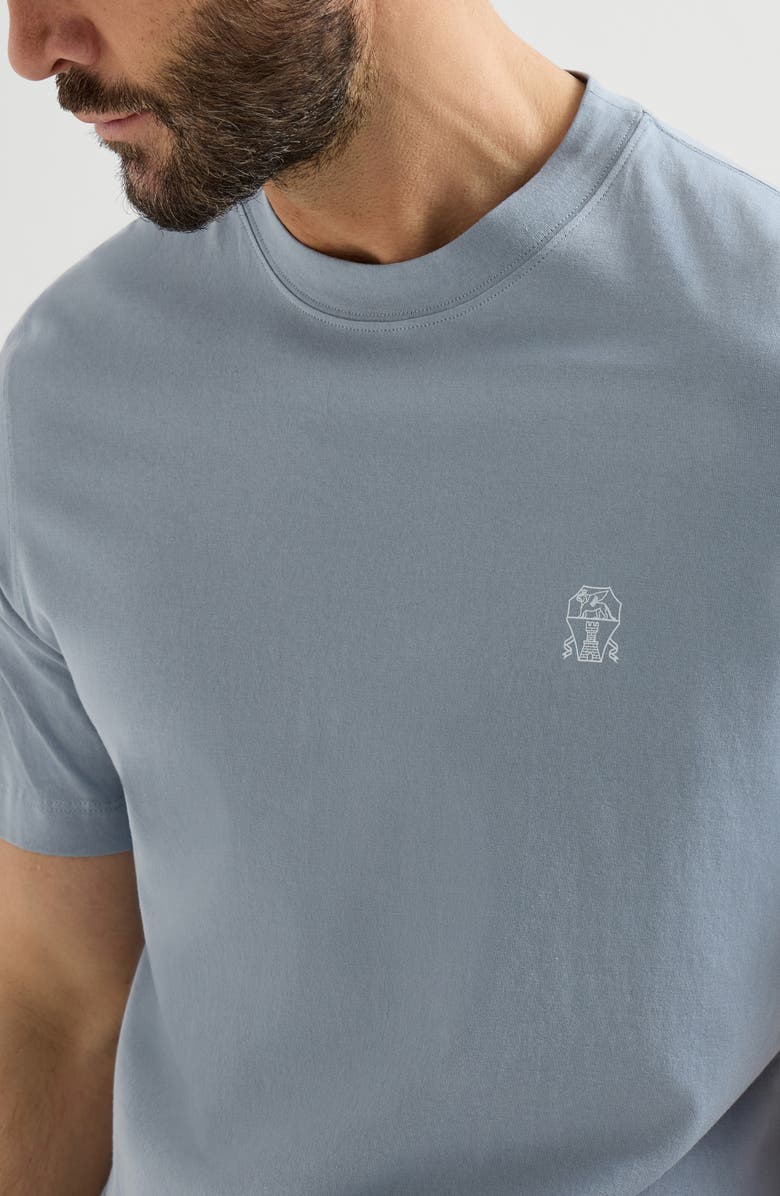 Brunello Cucinelli Jersey T-shirt with logo, Alternate, color, Slate